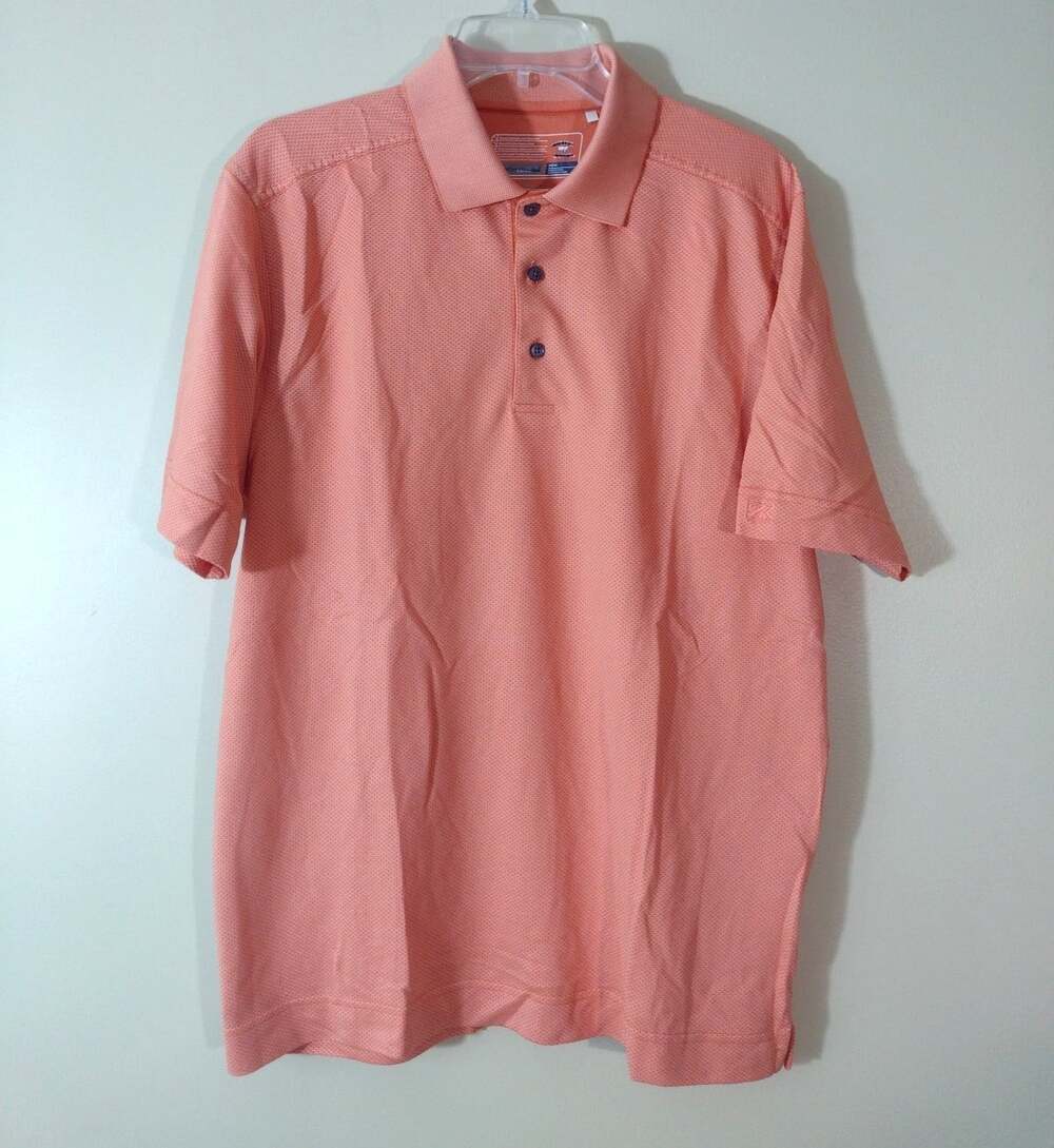 Cutter & Buck Luxe Polo Shirt Mens sz Medium Orange Golf cotton blend , SC